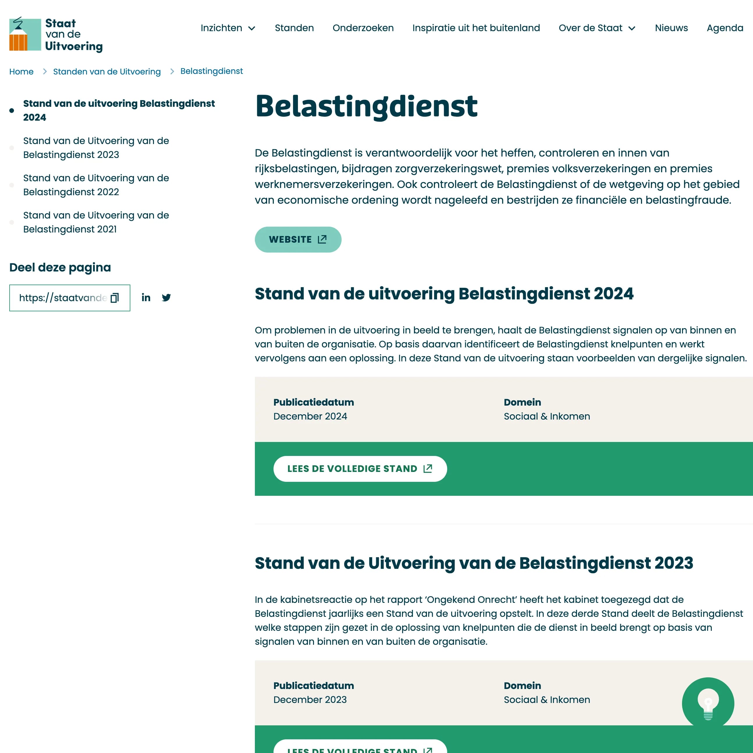 Staat van de Uitvoering - Belastingdienst