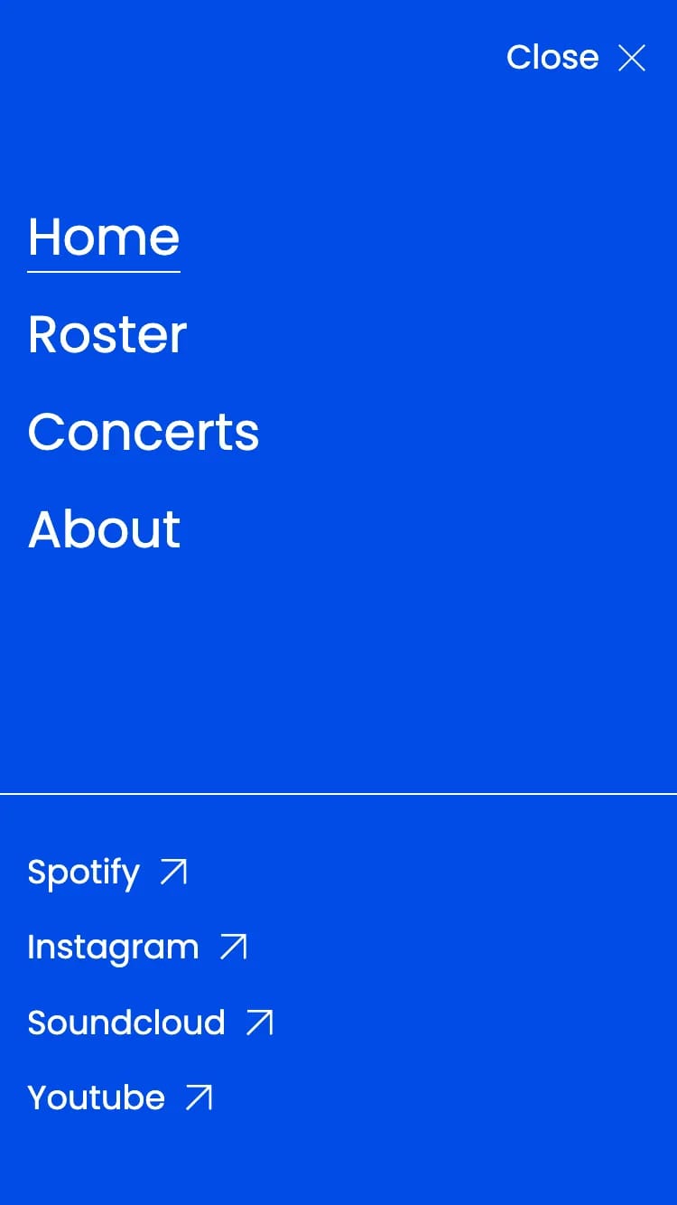 We Are E - Representing Artists Mobile Menu