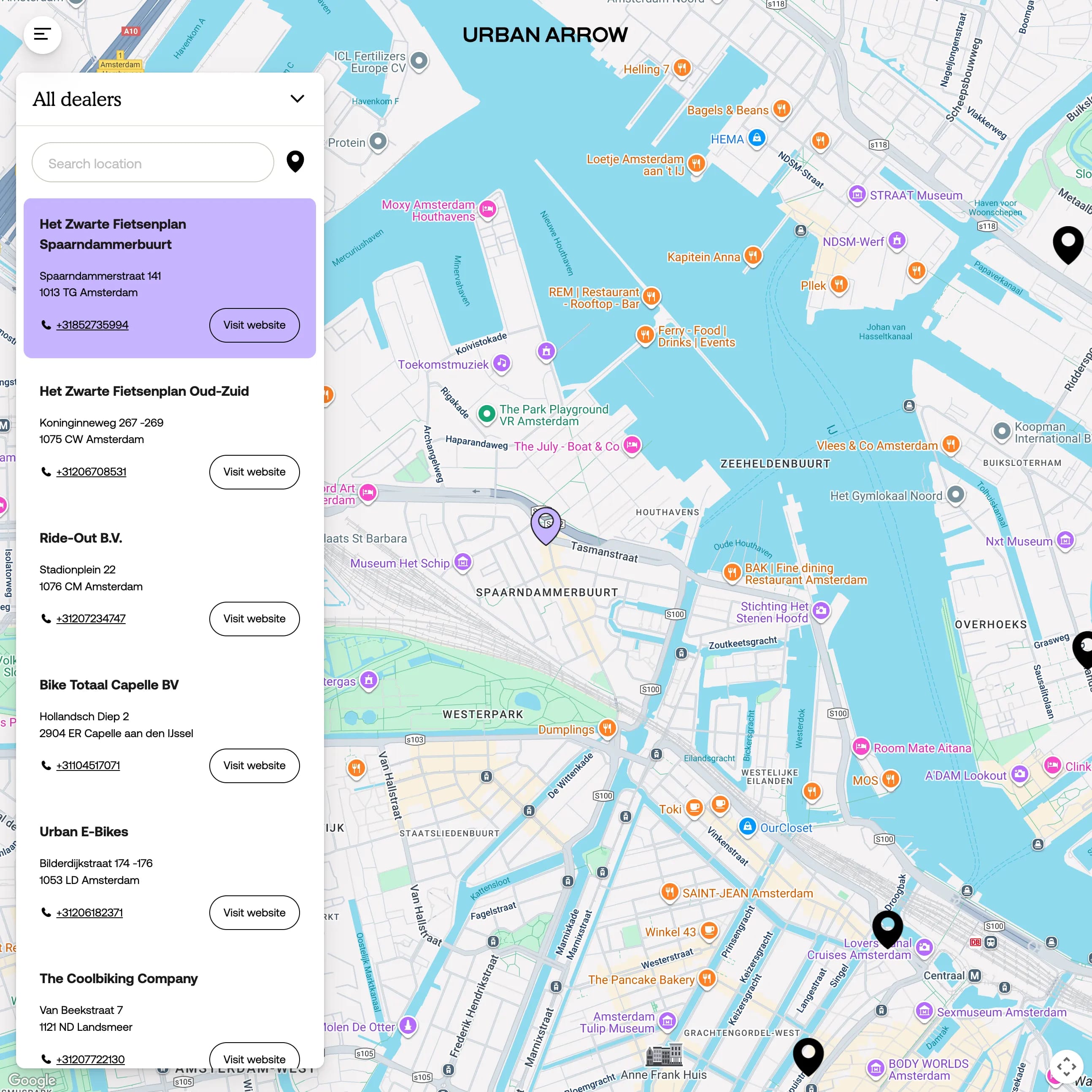 Urban Arrow - Dealer Locator Selected